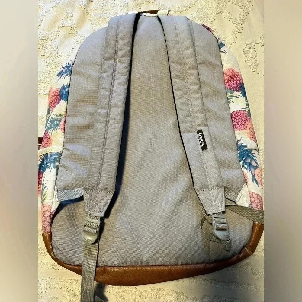 Trans by Jansport Pineapple Pattern Laptop Bag Leather Bottom Backpack